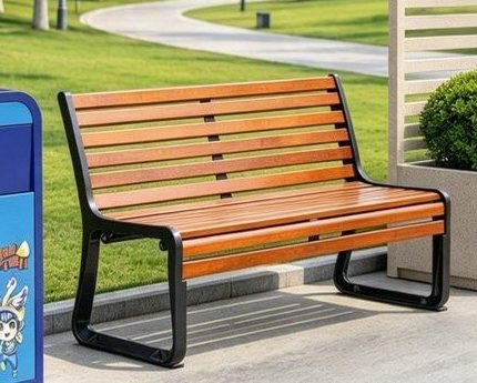 Park bench with wooden slats